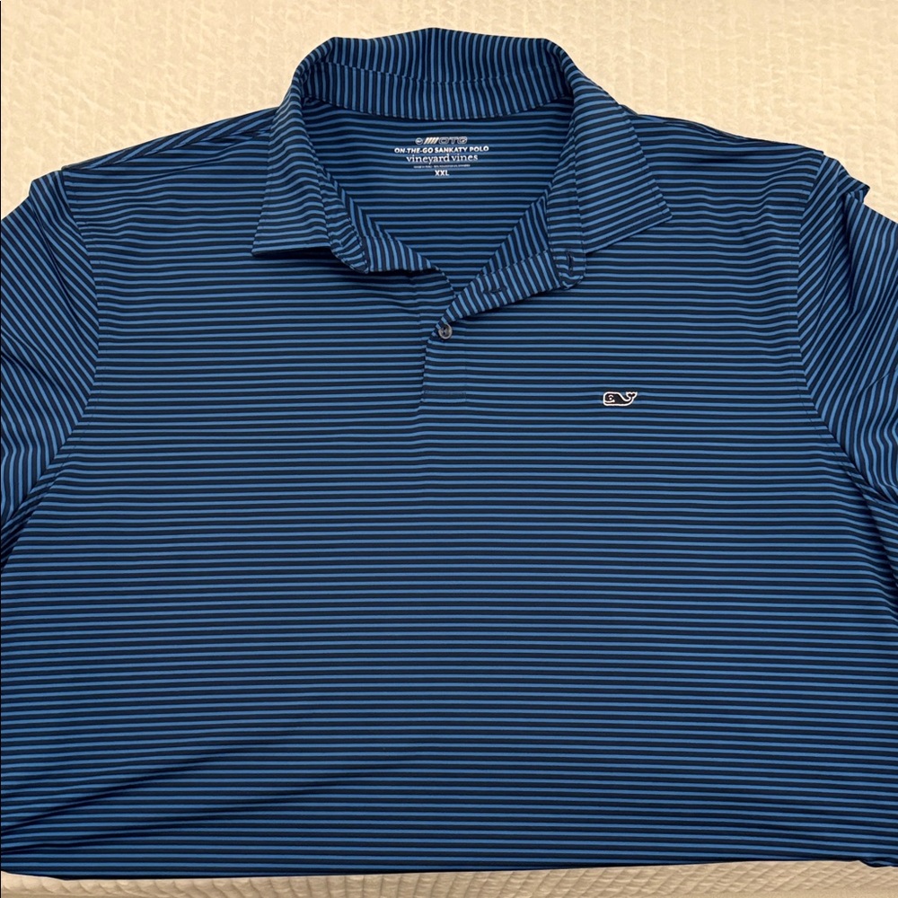 Vineyard Vines Navy and black Striped Polo